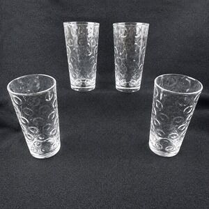 Pasabache Circle Optic Tumbler Glass Vintage Clear‎ Highball Set of 4 5 7/8"